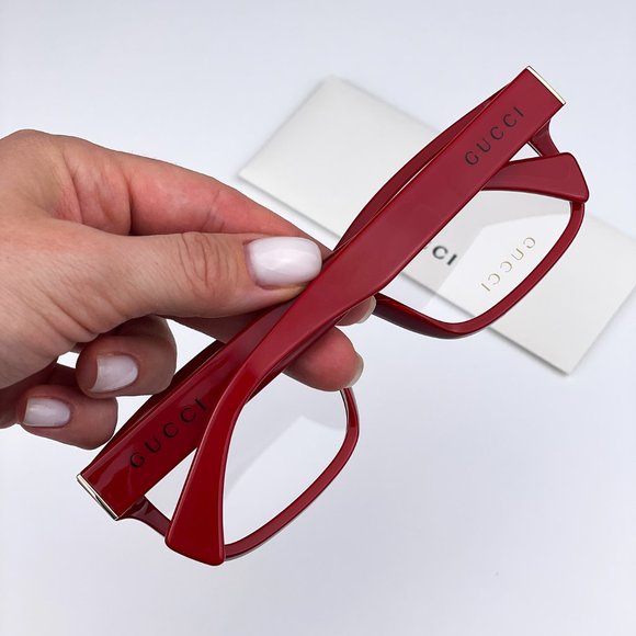 🔥  Gucci GG1141O 006 Eyeglasses Red Square Men - Picture 2 of 10